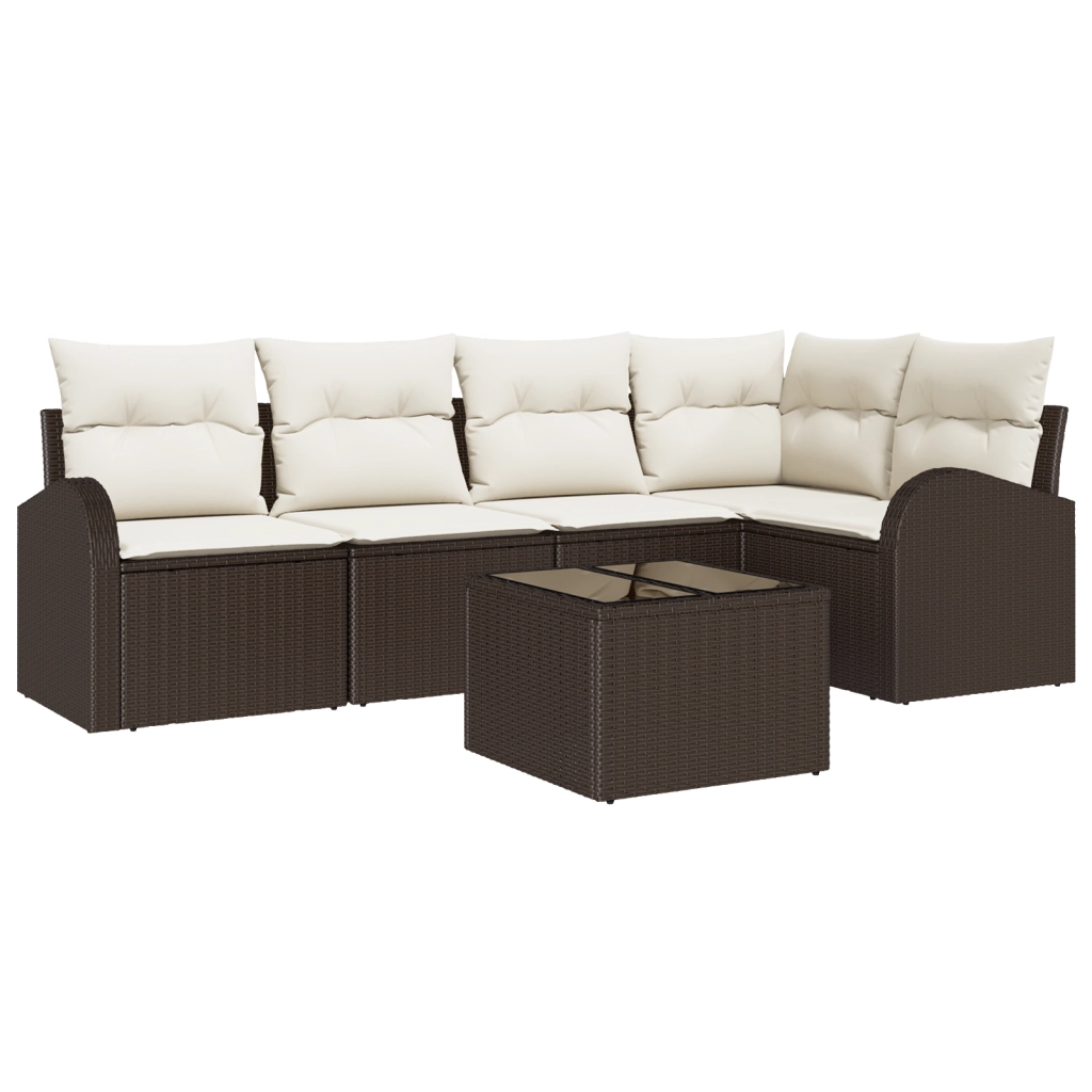 Set di divani da giardino  5 pezzi con cuscini grigi in polyrattan