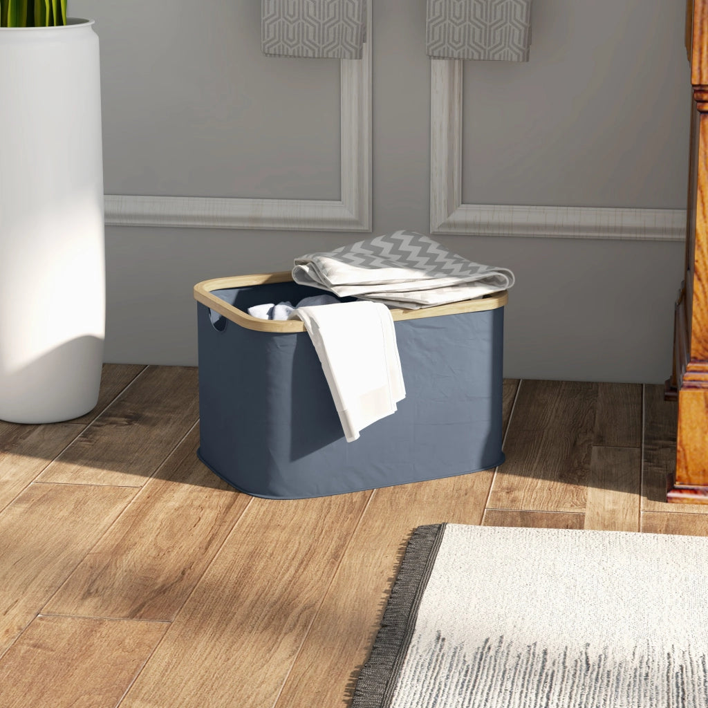 Cestino Portabiancheria Pieghevole 36 L con Manici ¨C Zephmum ¨C Grigio 44.3x33.3x26.5 cm