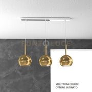 SOSP. OTTONE SAT. RETTANGOLARE 3 LUCI VETRI TUTTI PICCOLO ORO 1155OS-S3 RP-OR