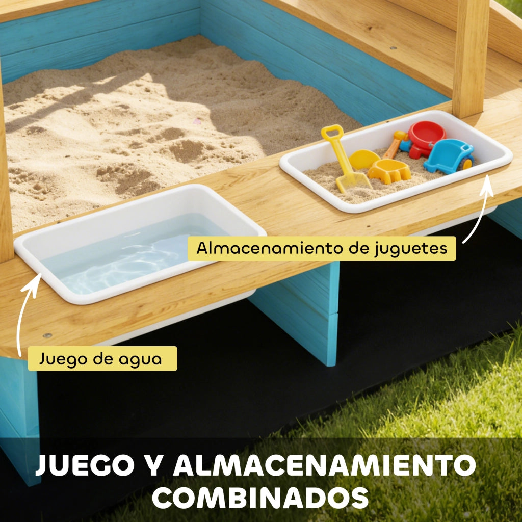 Casetta per Bambini in Legno con Banco e Contenitore ¨C Minimal ¨C 128x118x121 cm Blu