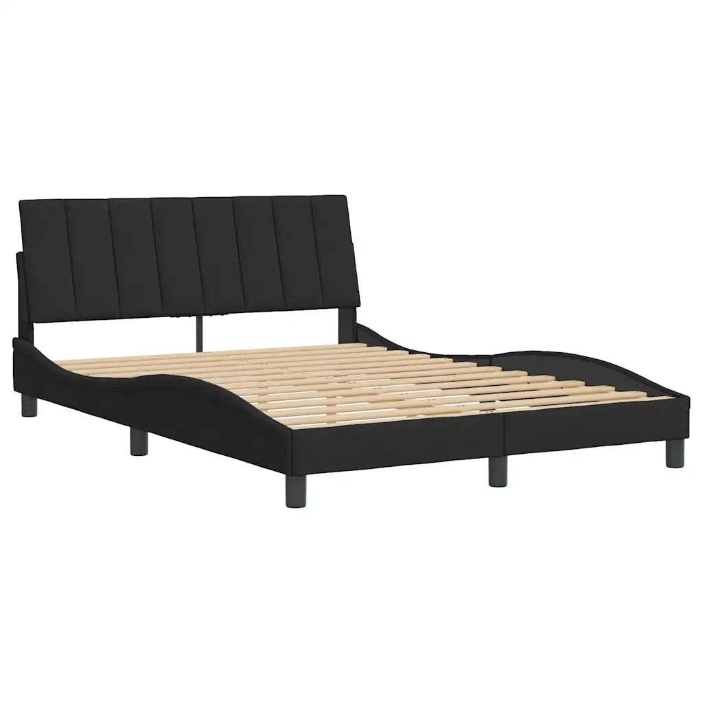 Letto matrimoniale | Letto per adulti | Giroletto senza Materasso Hanko Nero 140x200 cm in Velluto