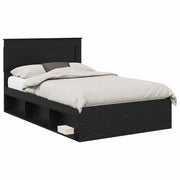 Letto matrimoniale | Letto per adulti | Struttura del letto Nero 120 x 190 cm Pino massello