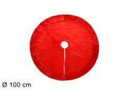Tappeto Coprialbero di Natale in Velluto Pelliccia Rossa 100 cm