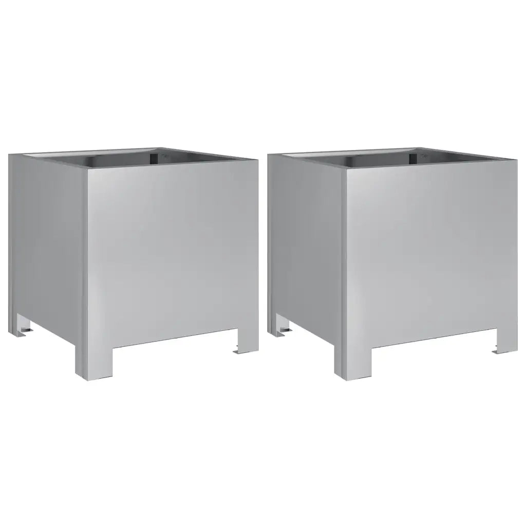 Fioriere da Giardino 2 pz 30x30x30 Grigie in Acciaio Zincato 851196