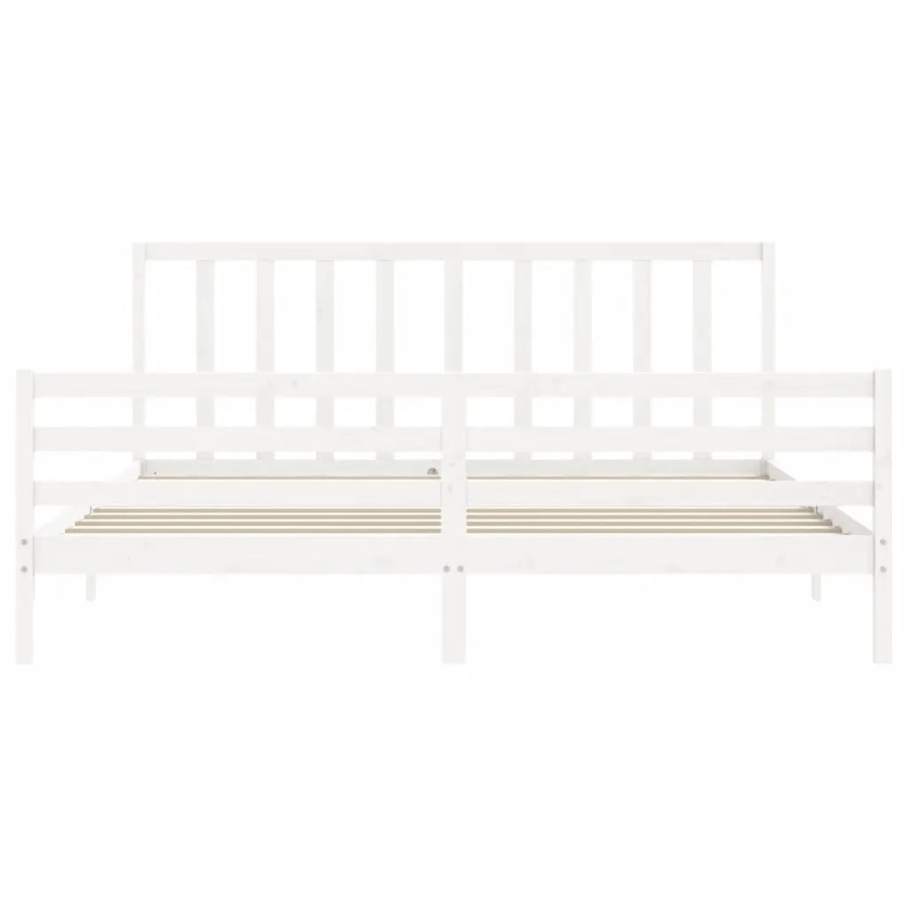 Giroletto senza Materasso-Struttura Letto Bianco 200x200 cm Legno Massello Pino 910057