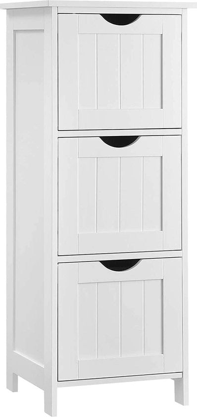 Cassa di archiviazione - Armadio da bagno - Cassa di carico - 3 cassetti - Bianco - Compressore verticale - MDF - 32 x 30 x 81 cm