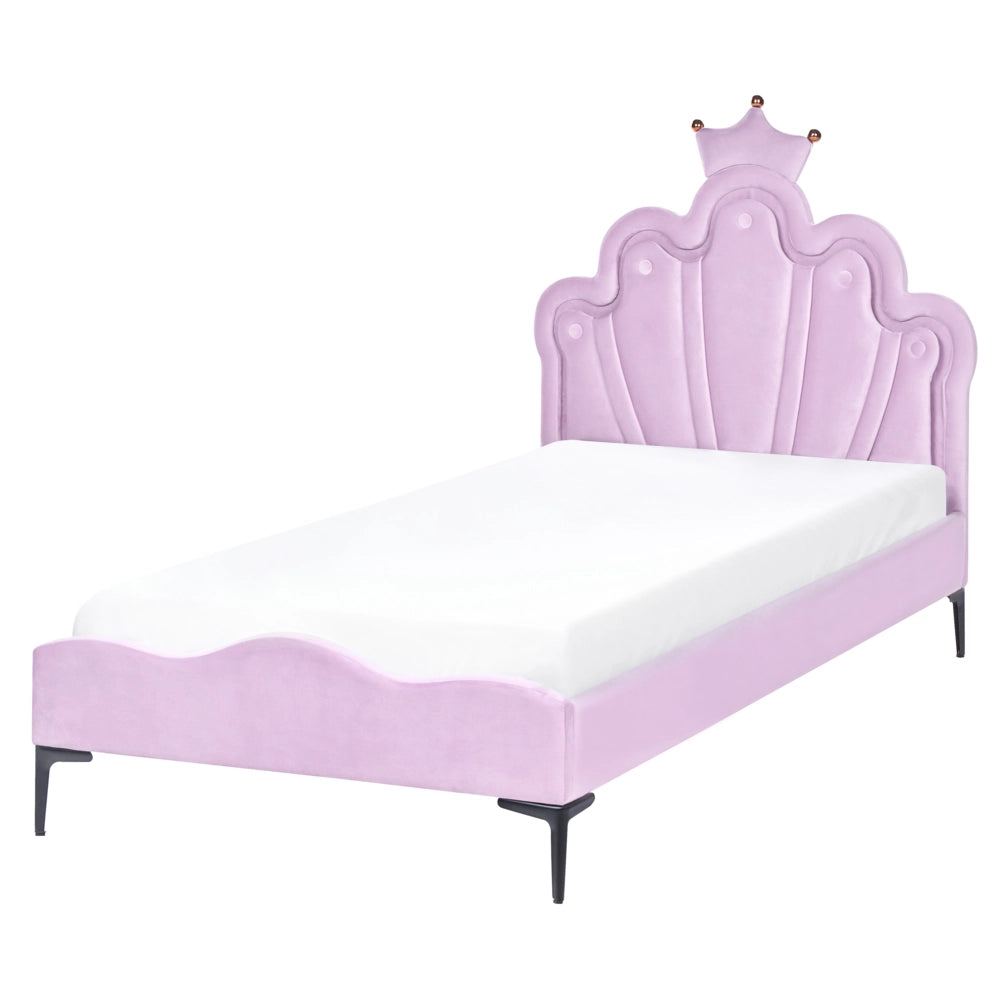 Letto singolo con LED in velluto viola con base a doghe 90 x 200 cm  cameretta Moderna Tradizionale