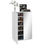 Scarpiera con Specchio e 5 Ripiani Regolabili ¨C zephmum ¨C 60x32x95 cm Bianco