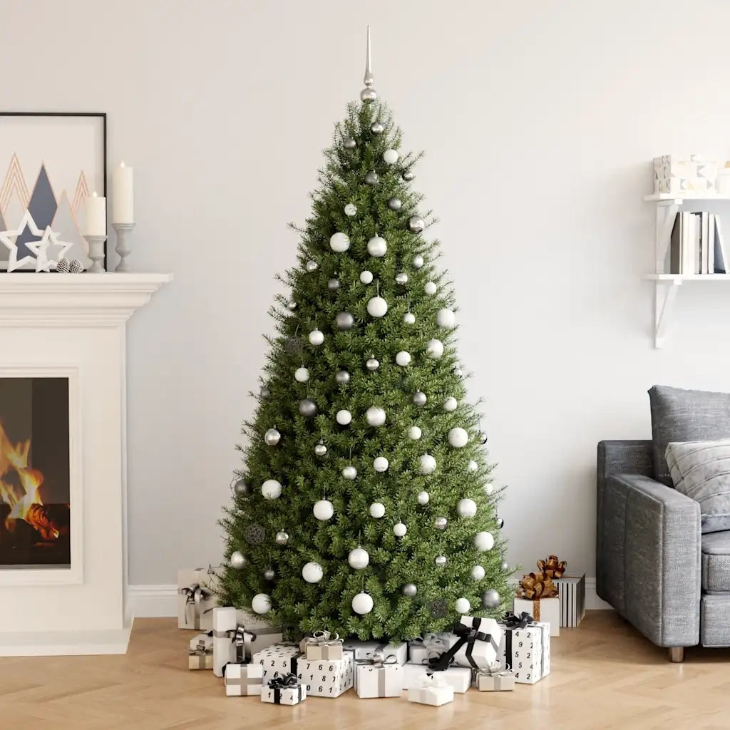 Set Natale con 120 Palline Punta e 300 Luci LED Bianco e Grigio cod mxl 51356