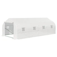Serra per Orto 6x3x2m con 8 Finestre e Porta Avvolgibile, in Acciaio e PP, Verde