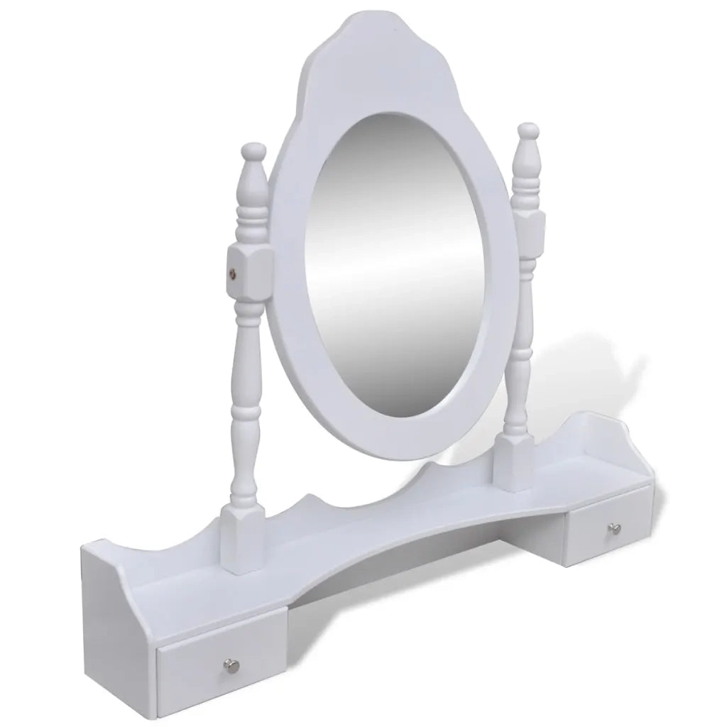 Tavolo da Trucco con Specchio e Sgabello 7 Cassetti Bianco 241002