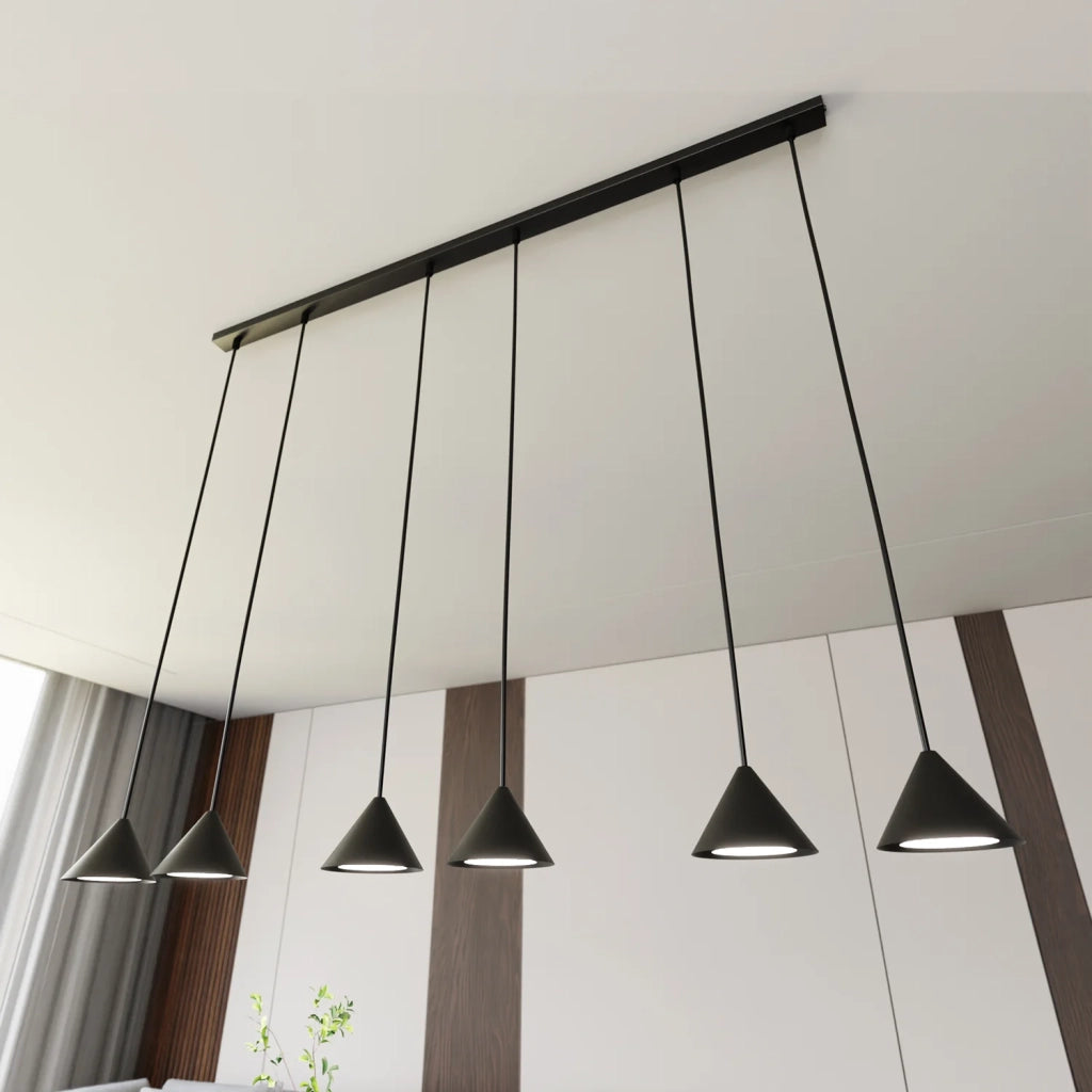Sospensione Minimal Skadi 6 Luci In Acciaio Nero