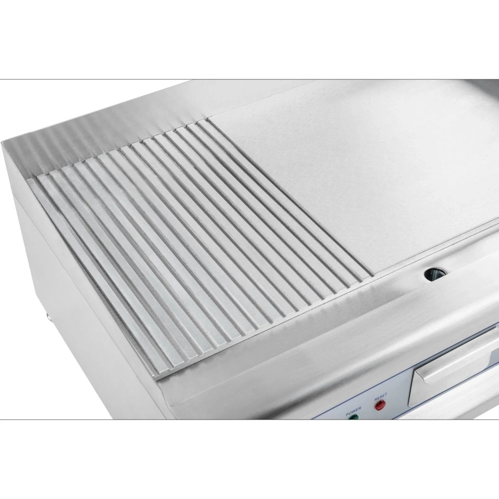 Plancha elettrica rigata 75 cm 2 x 3200 watt professionale in acciaio inox 3614043/2