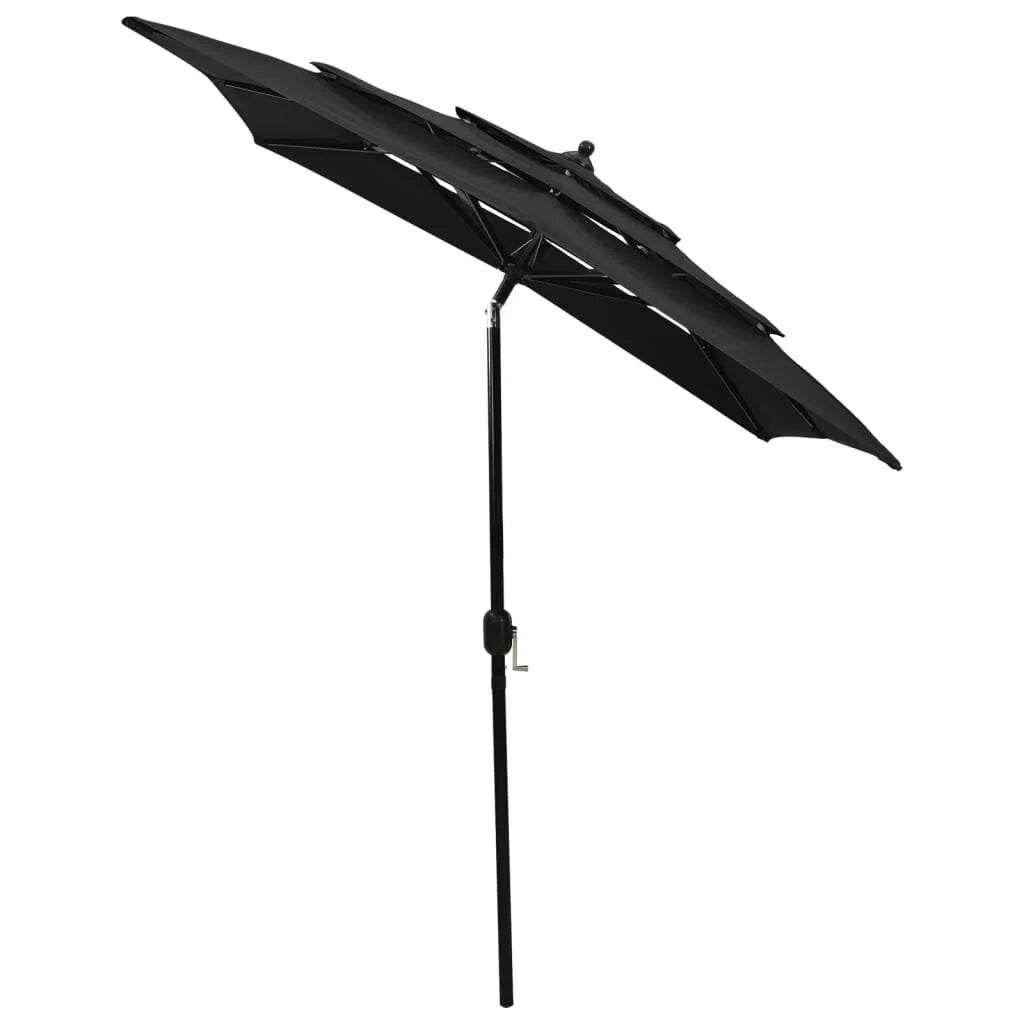 Ombrellone a tre livelli con palo in alluminio 2 x 2 m nero 02_0008758