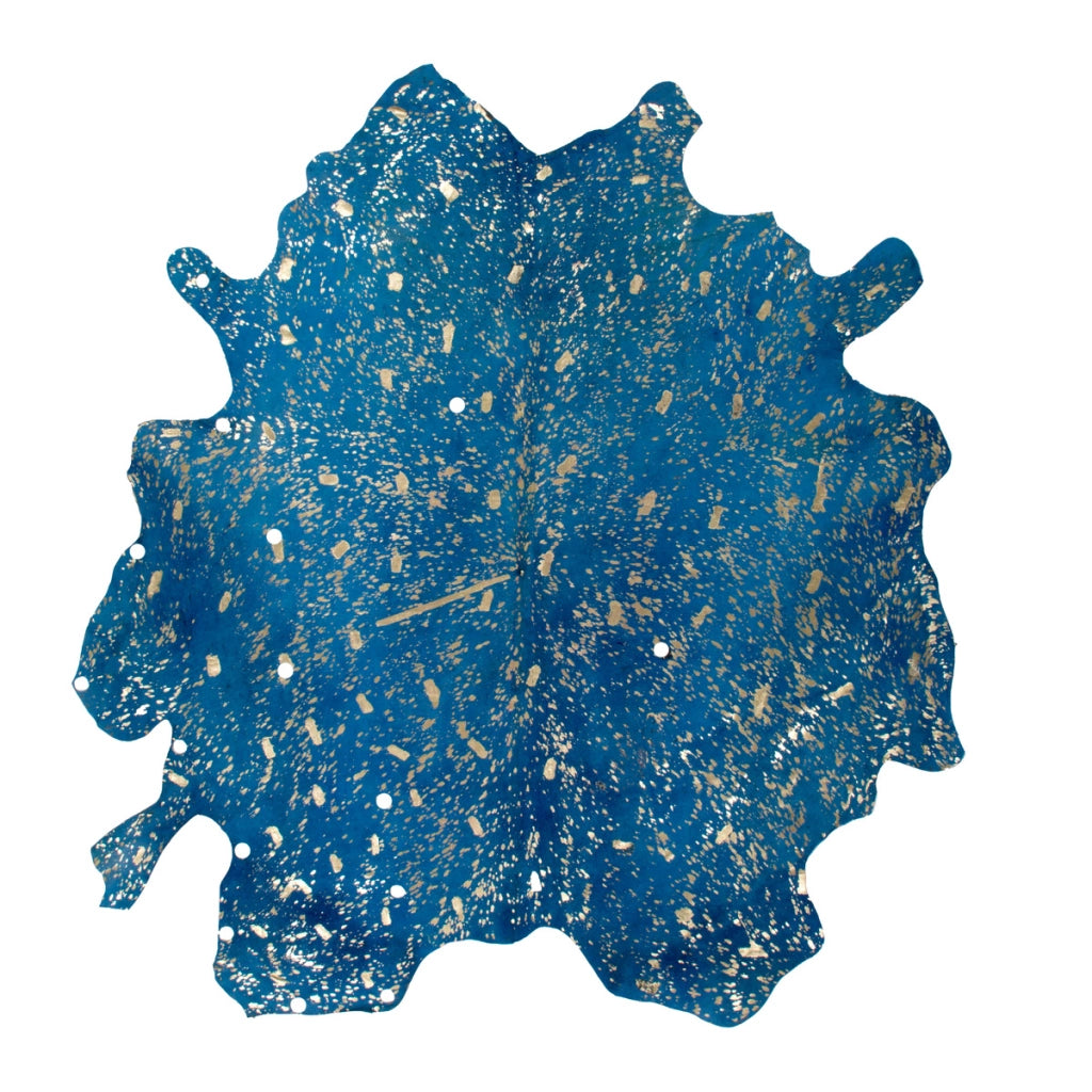 Tappeto in vera pelle bovina Glam 400 Blu e Oro