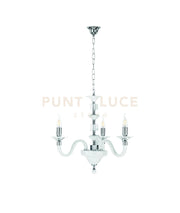 LAMPADARIO GALA 3 LUCI ATTACCO E14 BIANCO E CROMO D.72CM