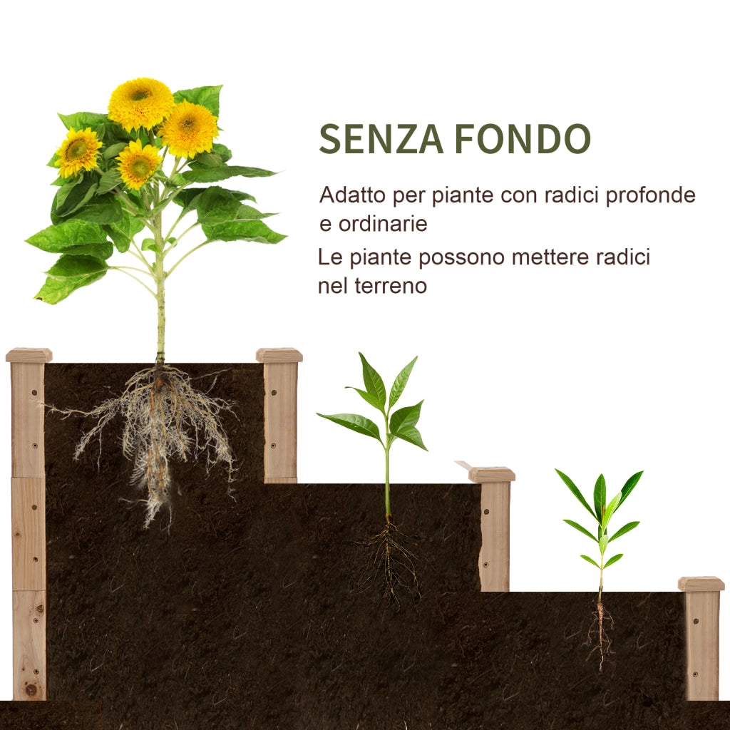 Letto per Orto Rialzato a 3 Livelli in Legno ¨C zephmum ¨C 120x120x56 cm