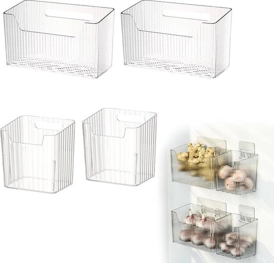 Organizzatore per frigorifero, set di 4, organizzatore per frigorifero per la conservazione, la classificazione e l'organizzazione degli alimenti, cassetto da appendere per frigorifero, cucina, bagno, ufficio