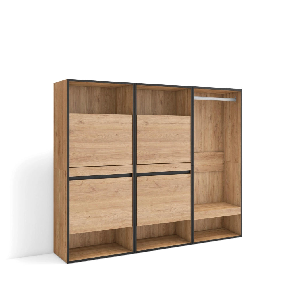 Scarpiera, 180x35x145cm, Camera da letto, Armadio Aperto, colore Rovere RF3549