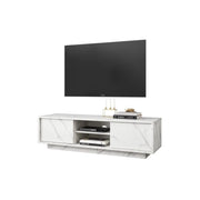 Mobile TV a 2 ante, collezione COLOMARMO, colore bianco effetto marmo, ideale per il tuo soggiorno moderno e alla moda.