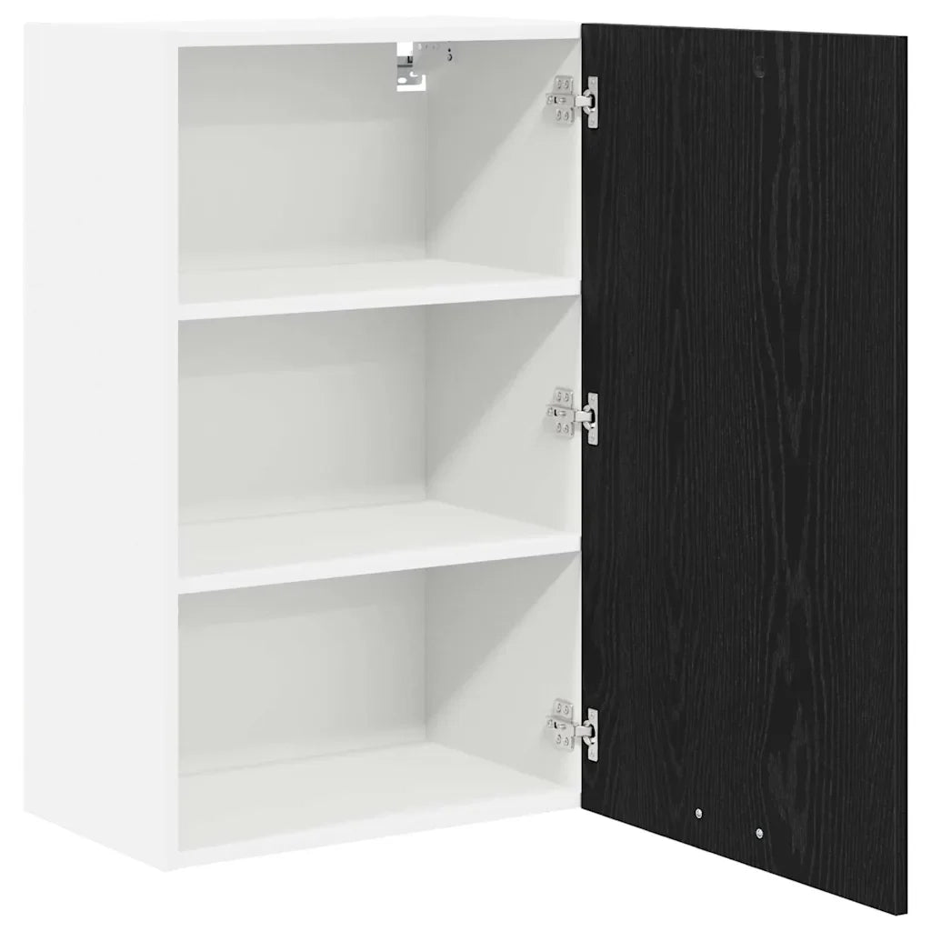 Mobiletto a parete moderno con ampio spazio contenitivo 50 x 31 x 80 cm legno composito nero 02_0053306