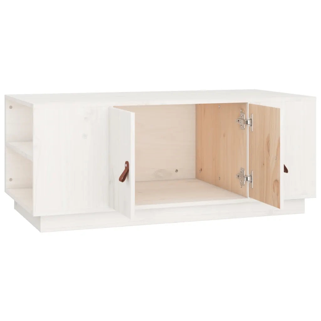 Tavolino da Salotto-Tavolino da soggiorno-Tavolo Bianco 100x50x41 cm Legno Massello di Pino 575273