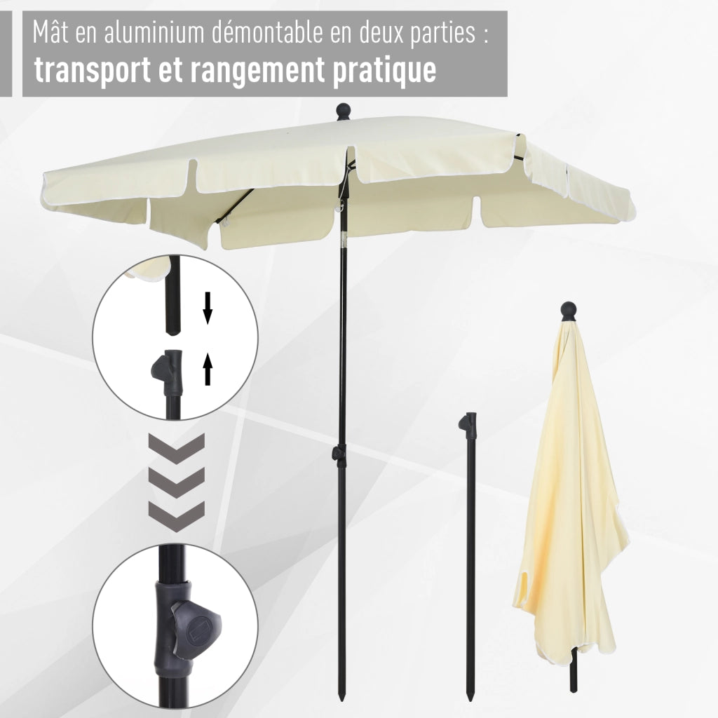 Ombrellone da giardino rettangolare orientabile ¨C zephmum ¨C 200x130 cm beige chiaro
