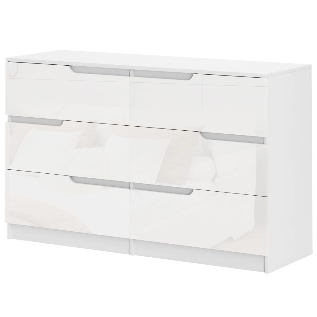 Cassettiera Moderna con 6 Cassetti per Camera Soggiorno ¨C Zephmum ¨C Bianco 120x40x75 cm