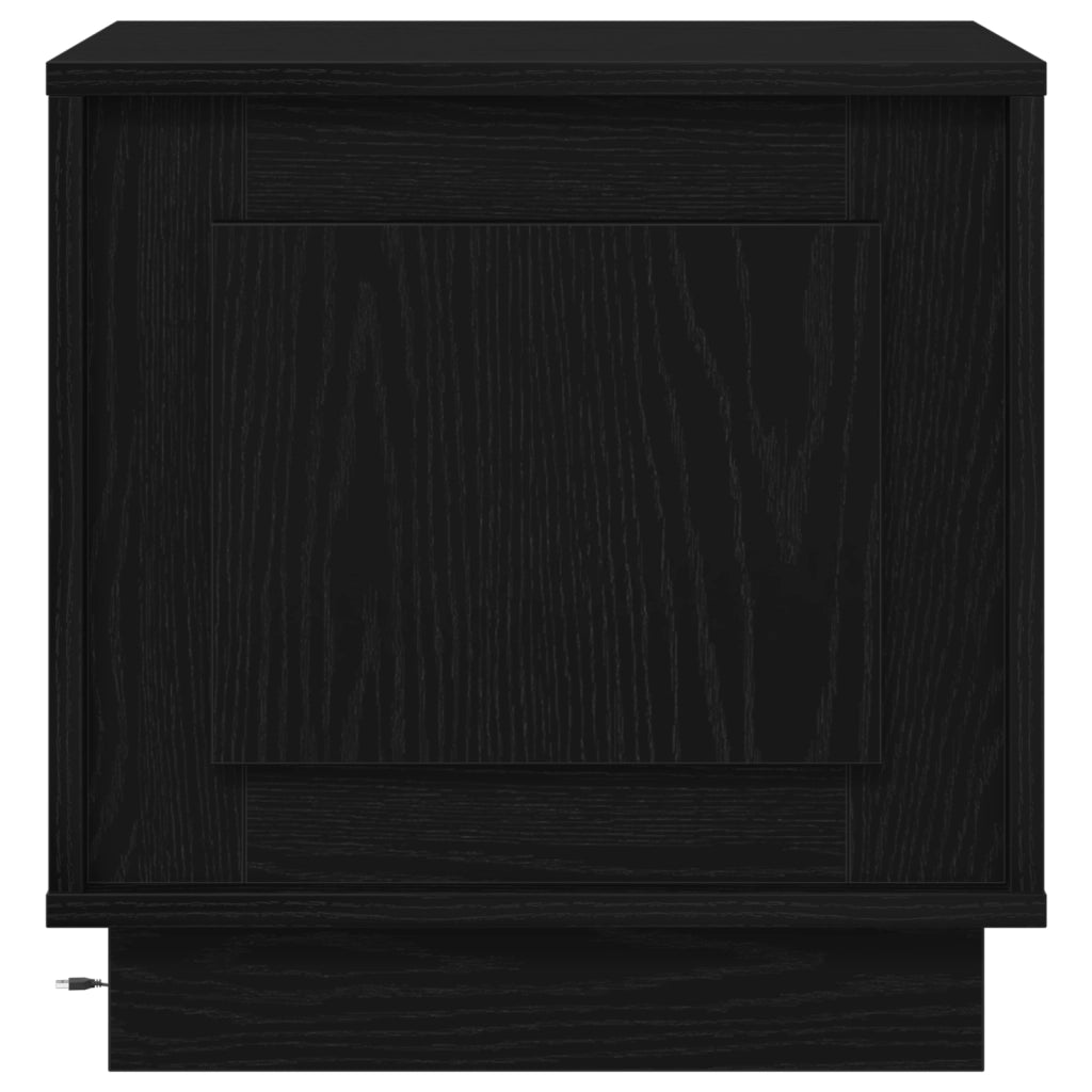 Comodini con luci LED 2 pz Nero Rovere 44x34,5x45 cm