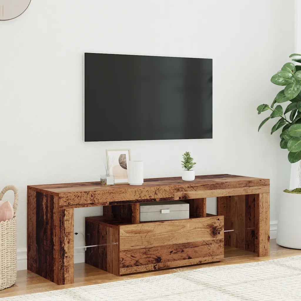 Mobile Porta TV con LED Legno Antico 120x36,5x40 cm Multistrato 856301