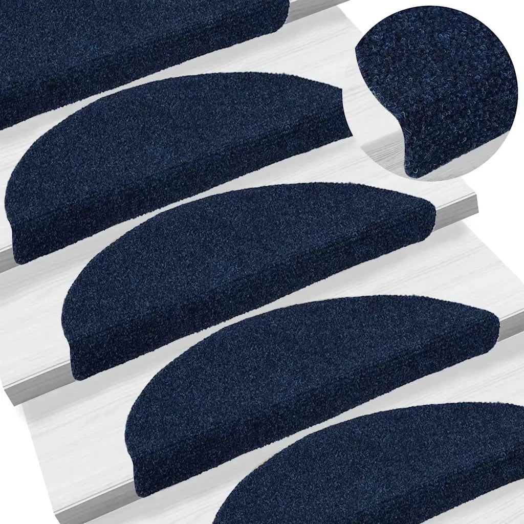 Tappetini per scale autoadesivi 5 pz 56x17x3 cm blu navy semicircolari 149694