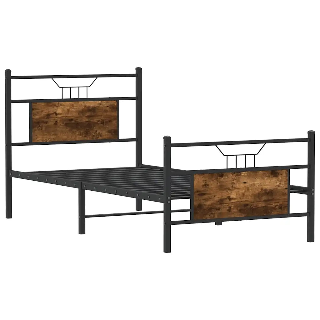 vidaXL Giroletto senza Materasso Rovere Fumo 90x190 cm in Truciolato