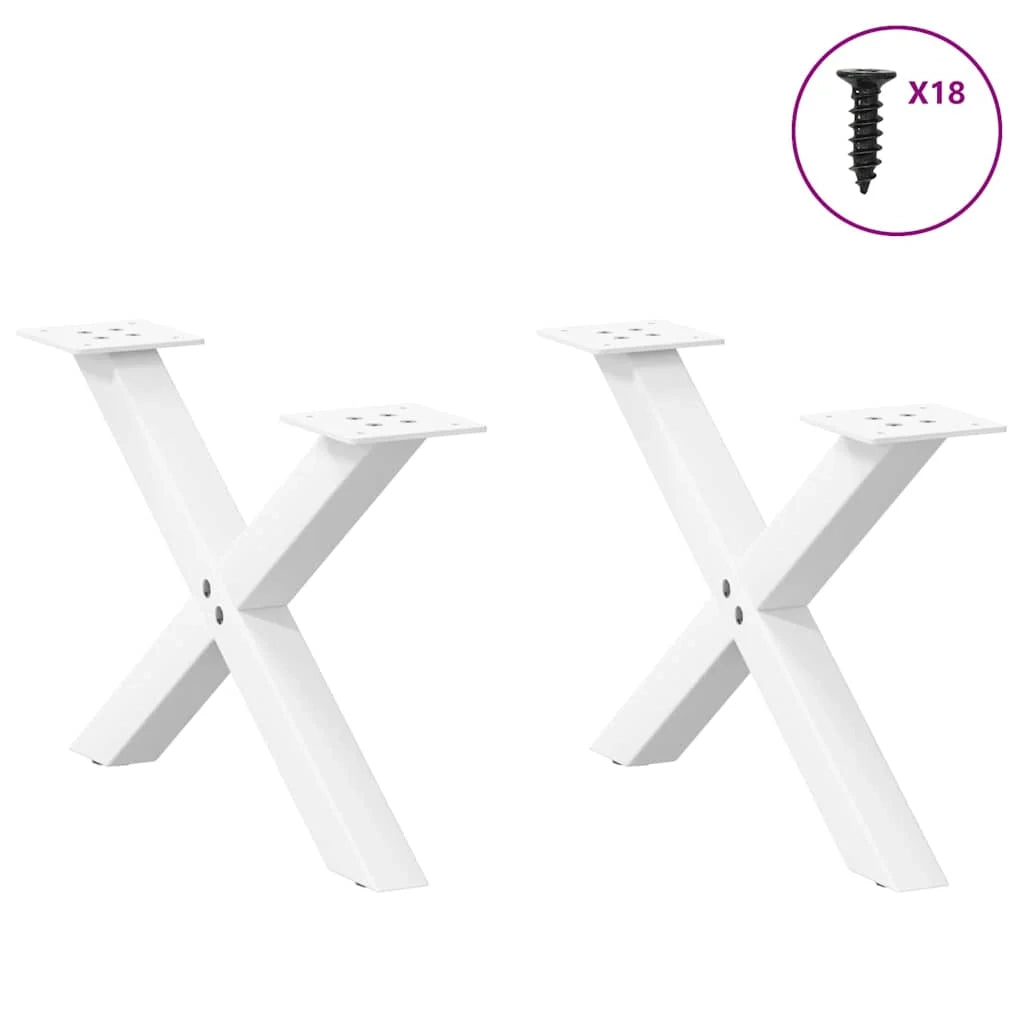 Set di 2 gambe robuste per tavolino da caffè a forma di X 60 x 30 cm con piedini regolabili acciaio bianco 02_0057156