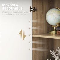 Credenza Moderna 106x35x76 cm con 3 Armadietti e 2 Cassetti color Legno