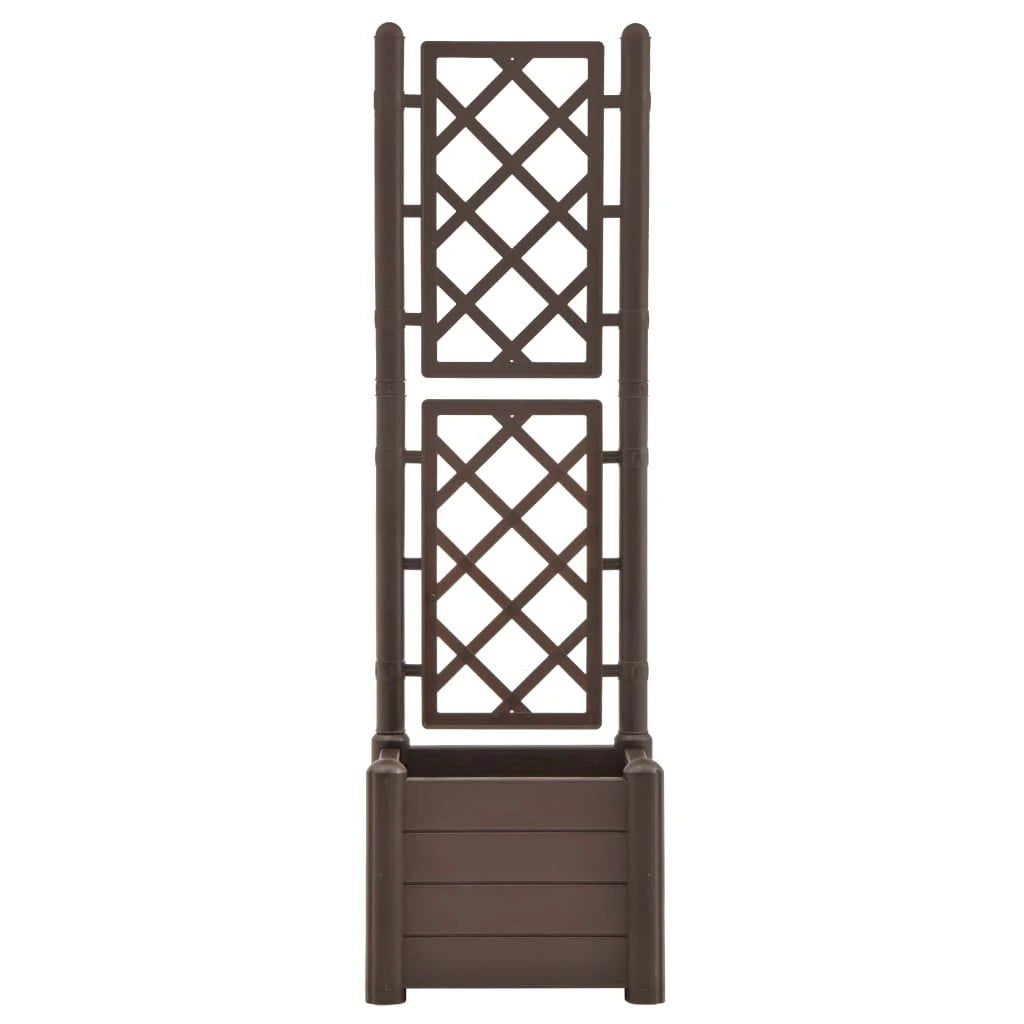 Fioriera con traliccio 43 x 43 x 142 cm PP piante da giardino fiori moka 02_0000814