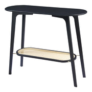 Tavolo consolle in bambù 100 x 35 x 80 cm effetto rattan nero 03_0010885