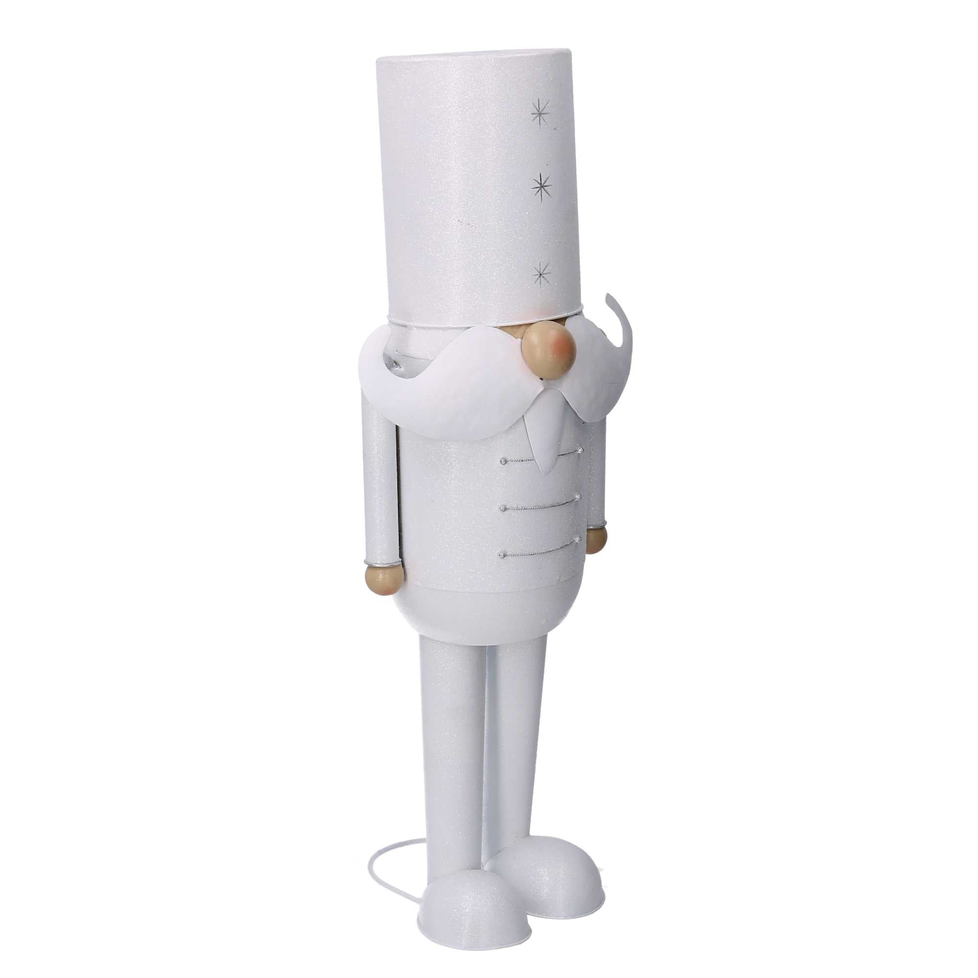 Soldatino Schiaccianoci in metallo bianco cm 22x16,5xh55