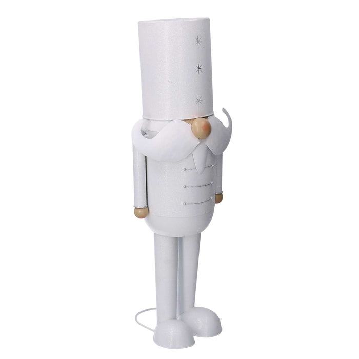 Soldatino Schiaccianoci in metallo bianco cm 22x16,5xh55