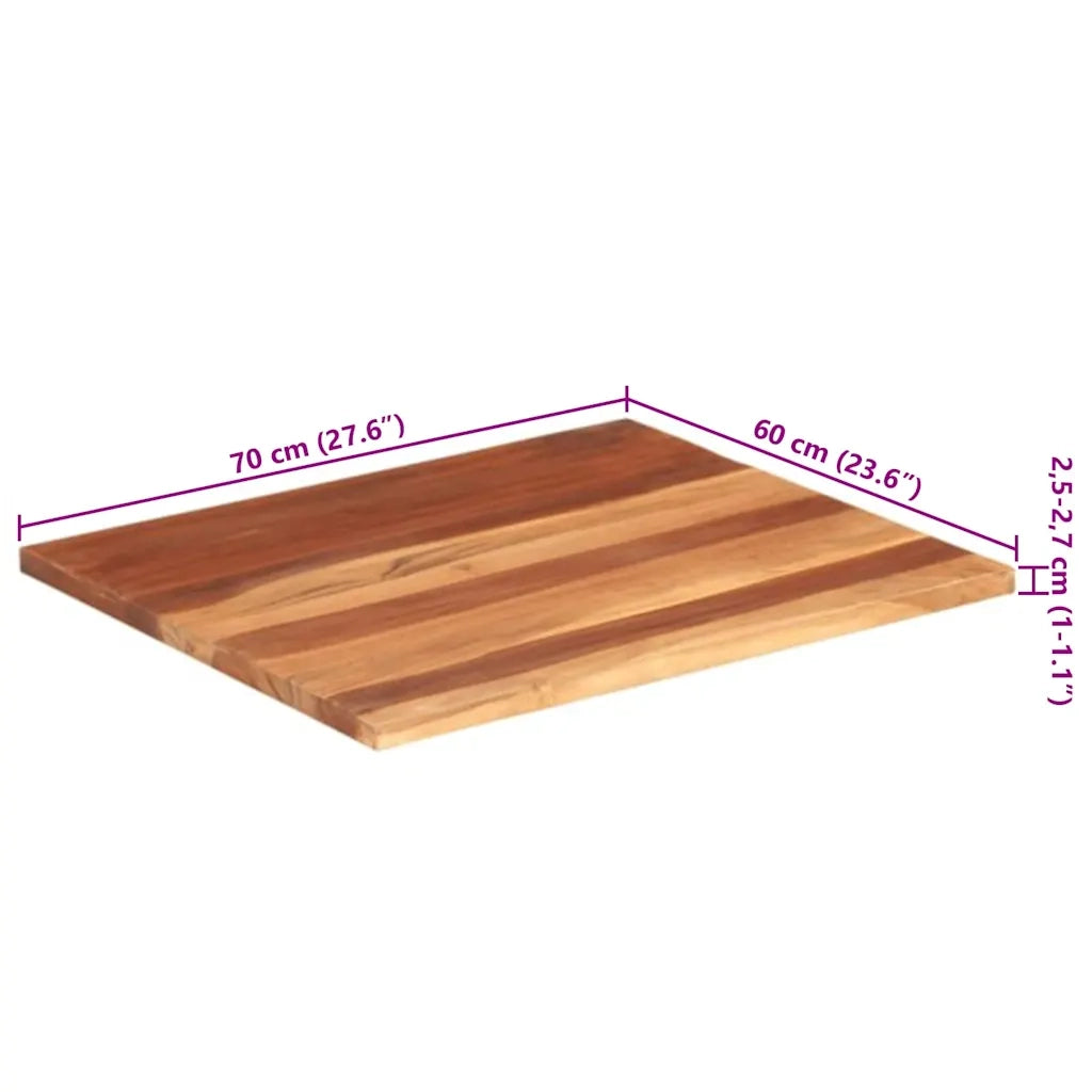 Piano Tavolo in Legno Massello di Acacia 25-27 mm 60x70 cm 285989