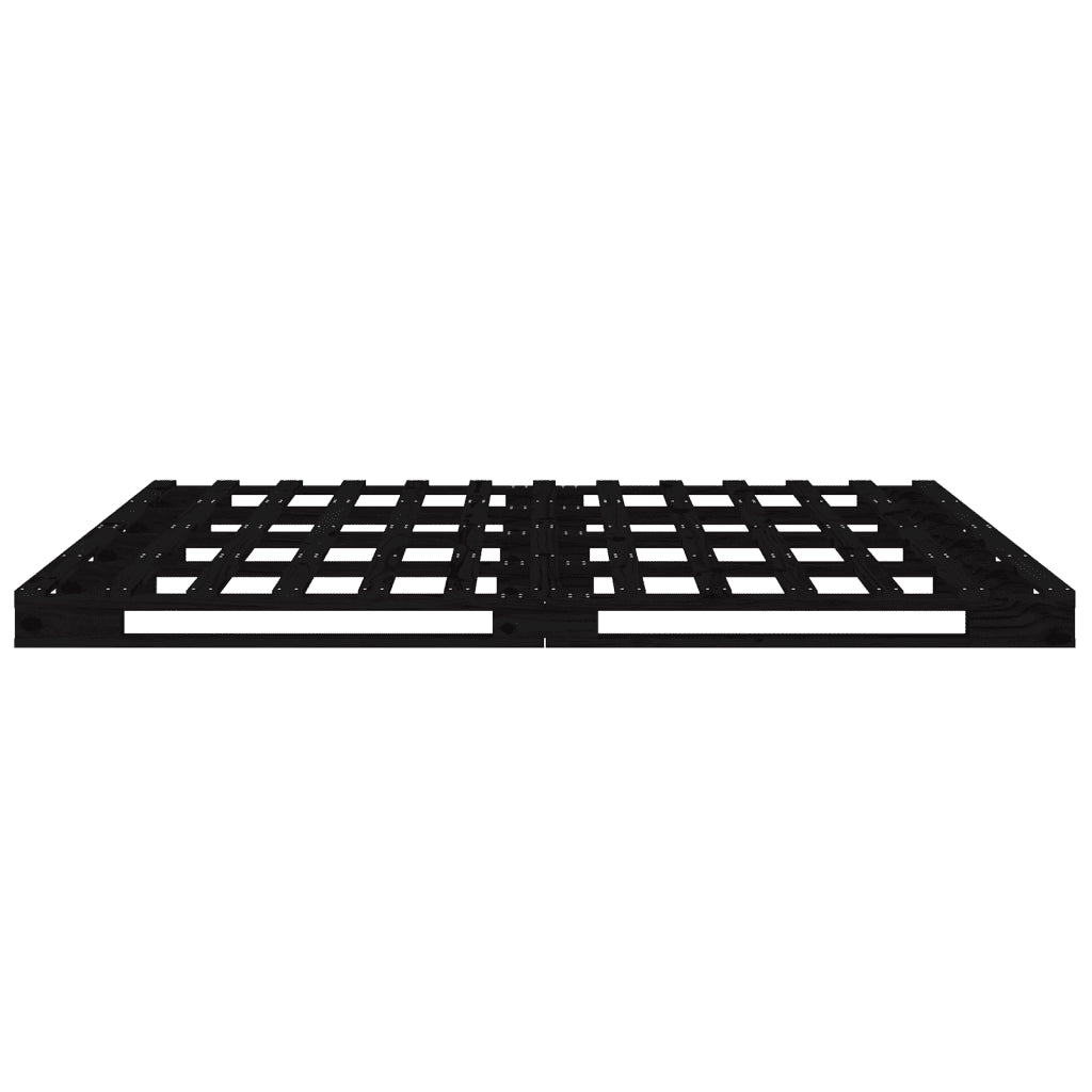 Letto a Pallet Nero 135x190 cm Double Legno Massello di Pino 821436