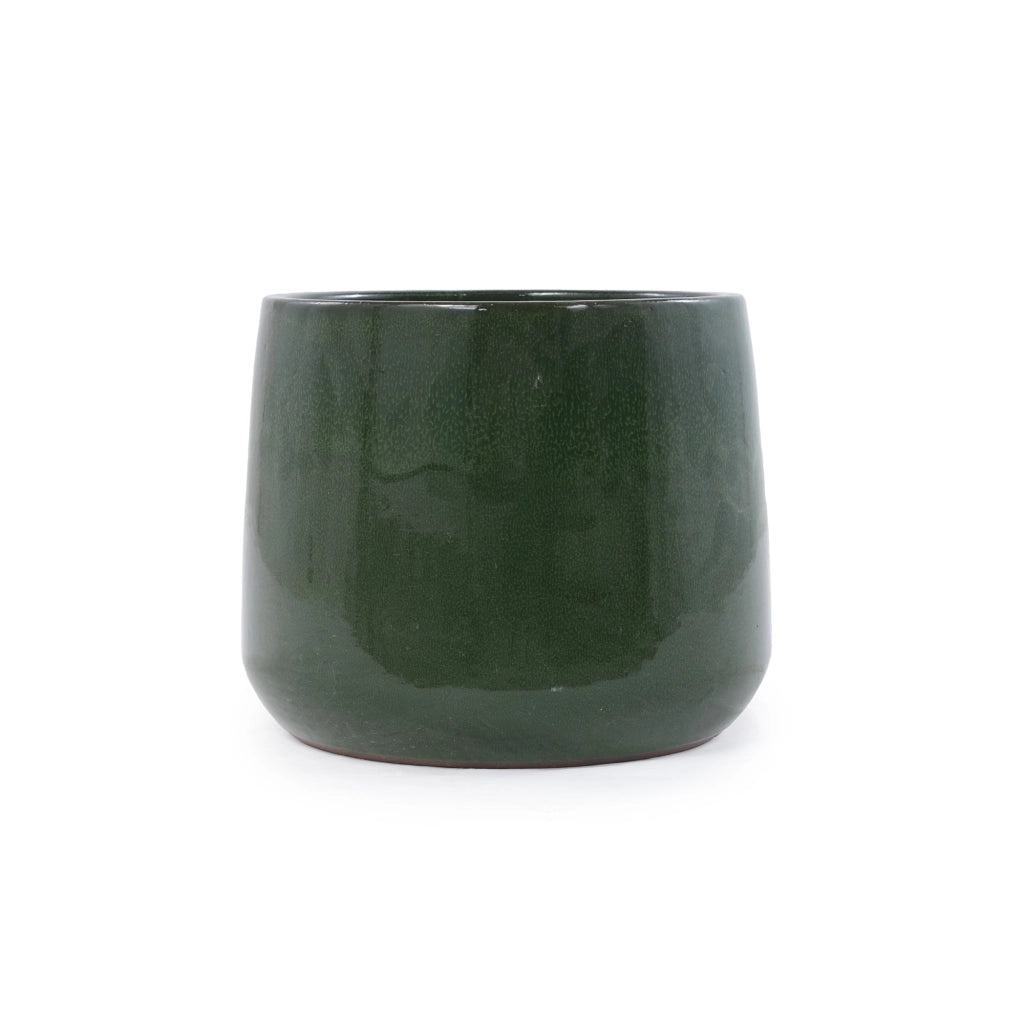 Set di 4 vasi in ceramica fatti a mano, verde antico lucido, per interno ed esterno