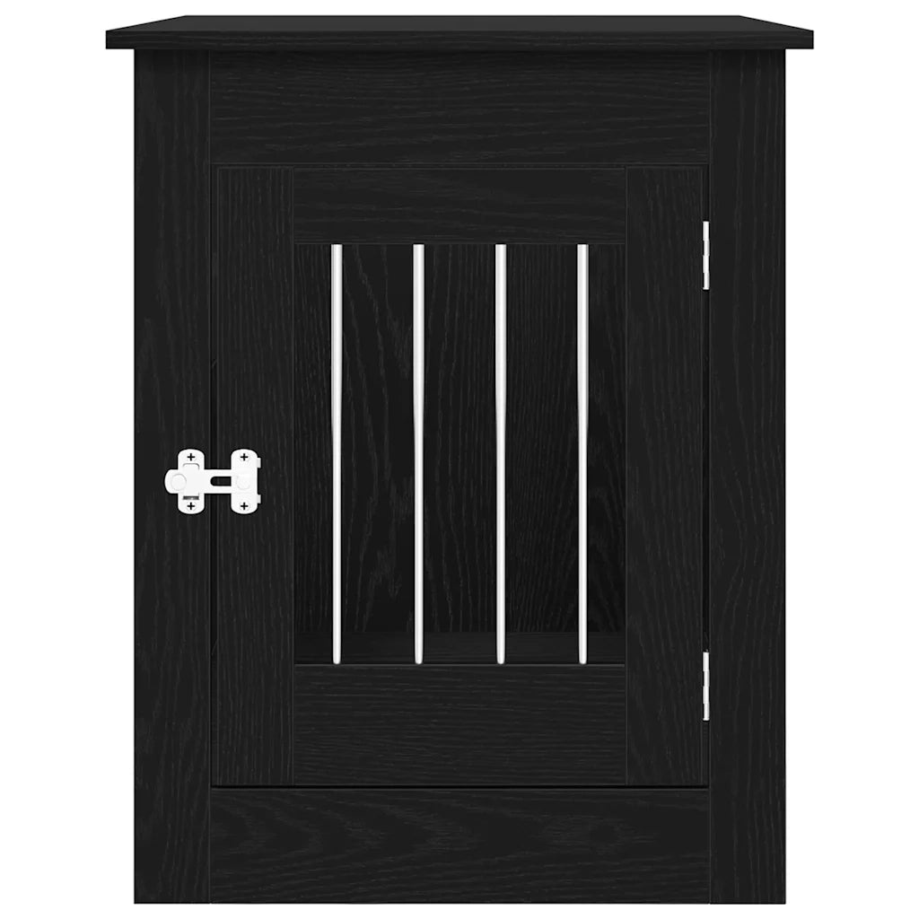 Mobile per cuccia per cani Rovere Nero 55x80x68 cm in legno ingegnerizzato 862176