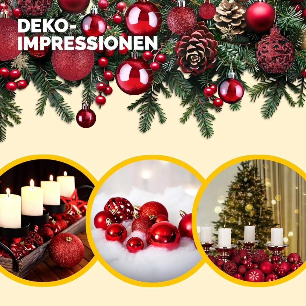 Deuba® Palline per Albero di Natale Set 100pz Lucide Opache Palle Natalizie Ø 3/4/6 cm Decorazioni Addobbi Natalizi