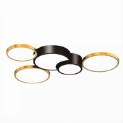 Trade Shop - Plafoniera Led 48w 5 Cerchi Oro Nero Lampada Da Soffitto Moderno Luce 6500k 71022 -