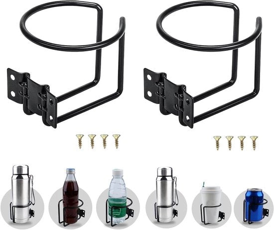 Supporti per bicchieri in acciaio inossidabile per uso domestico, ufficio e esterno, 2 pezzi, colore nero.