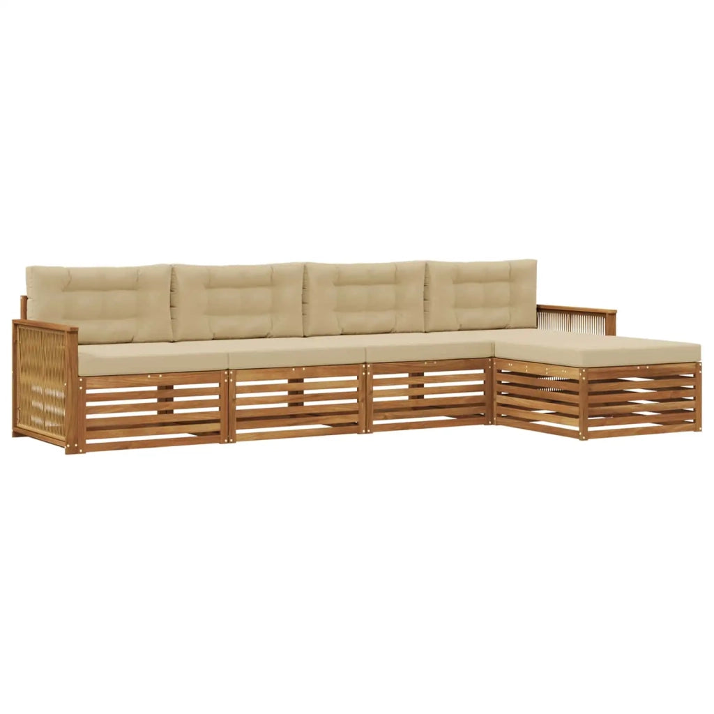 Set di divani da esterno 5 pz Naturale e Beige 3383241