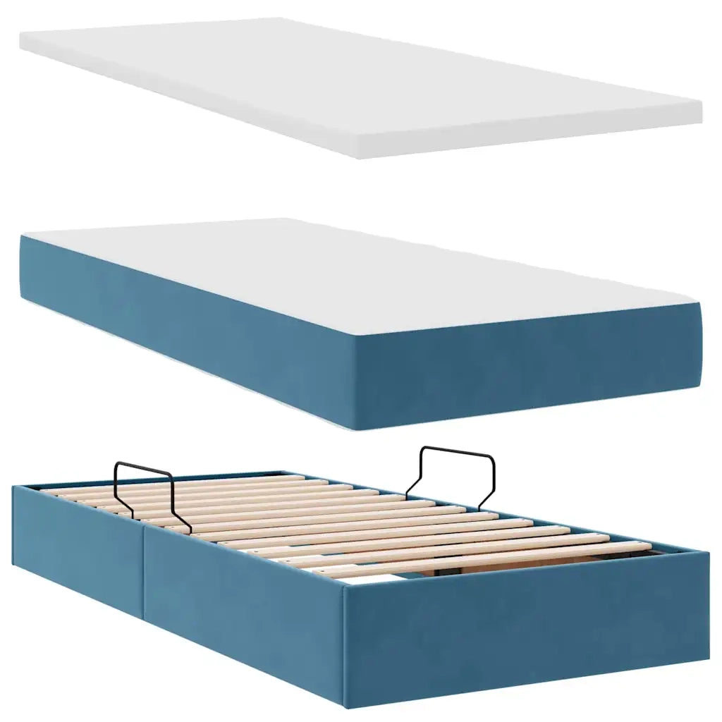 Letto con contenitore e LED Blu Scuro 90 x 190 cm Velluto 3372697