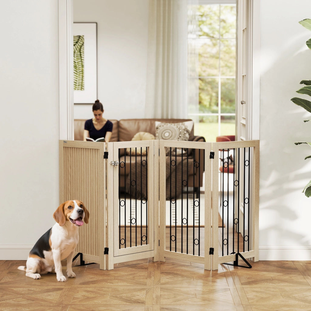 Cancello per animali domestici ¨C zephmum ¨C Grigio, MDF, Acciaio, 4 Pannelli