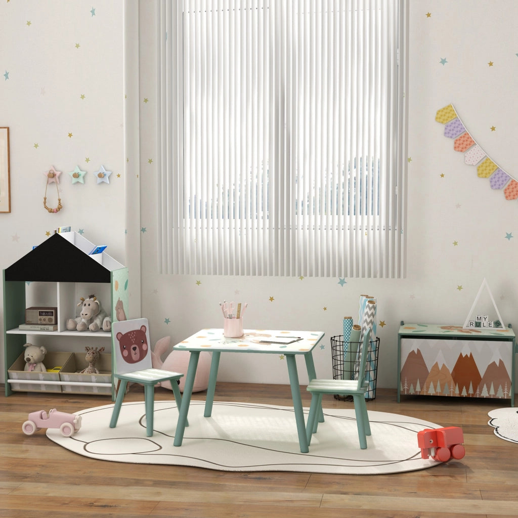 Libreria per bambini con ripiani aperti e 2 contenitori estraibili ¨C Zephmum ¨C Verde 62,4x26,5x90 cm