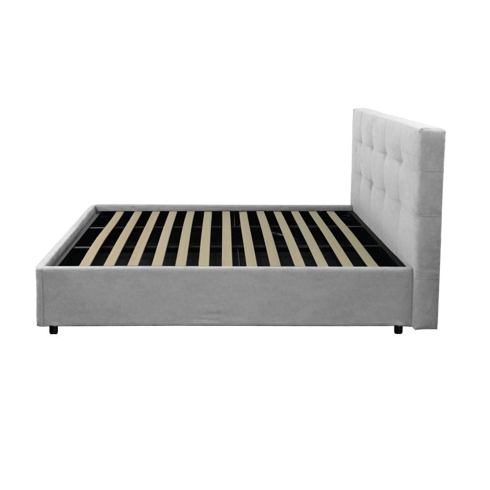 Letto singolo con contenitore Ascoli 102x210x124H tessuto Enjoy grigio